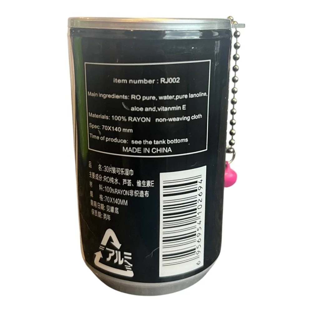 Wet Wipes Portable Hand Sanitizer Black Canister 30-Count Keychain Vitamin E